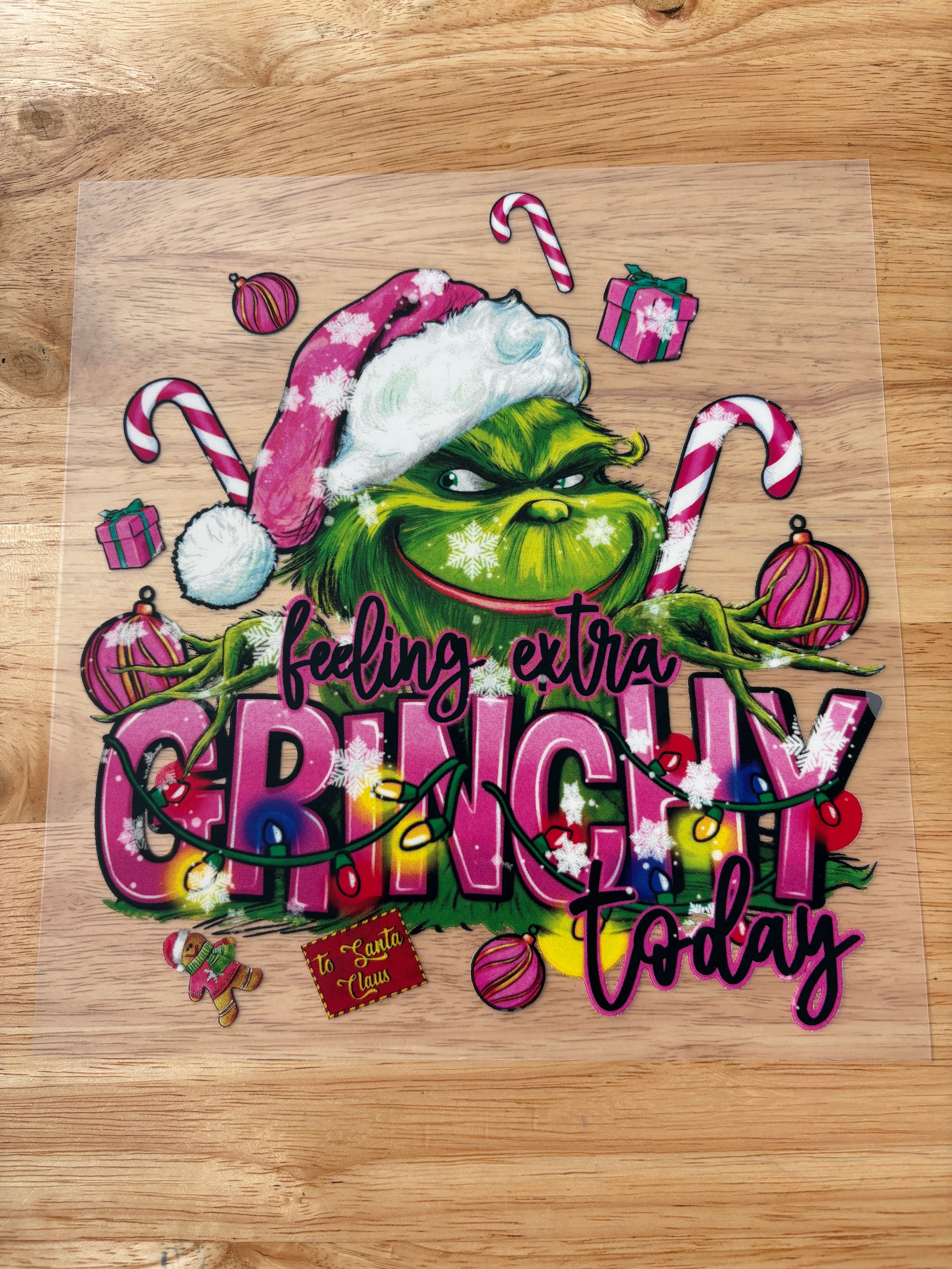Pink Grinch Themed DTF Transfer